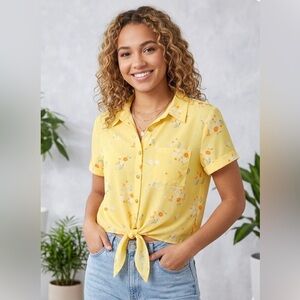 Hippie Rose Yellow Floral Button Down Shirt